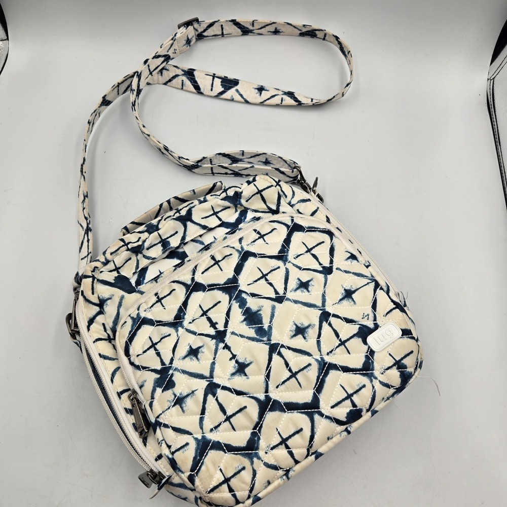 Lug Ranger Crossbody Shoulder Bag White Blue Diamond Print Travel Packable